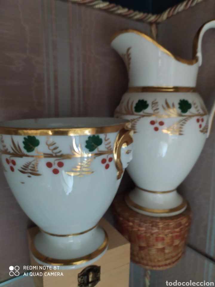 Antig&uuml;edades: Conjunto jarra y cuenco porcelana