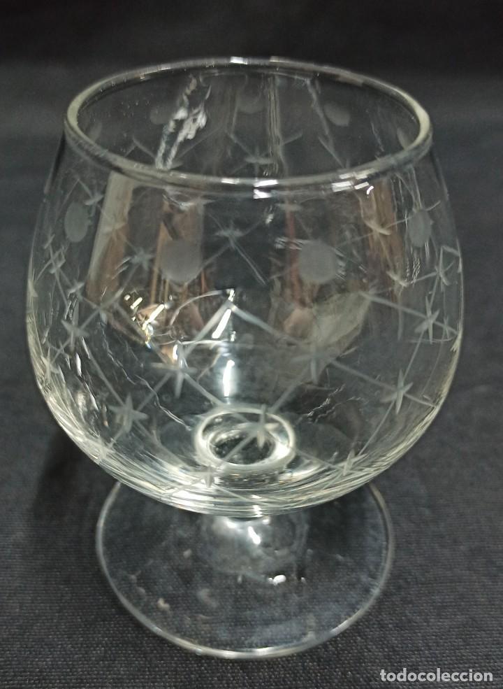 Antig&uuml;edades: 3 copas de brandy en cristal tallado. C15 - Foto 3