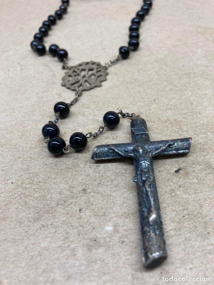 Antig&uuml;edades: Rosario de plata y piedras de &Oacute;nix - Foto 1