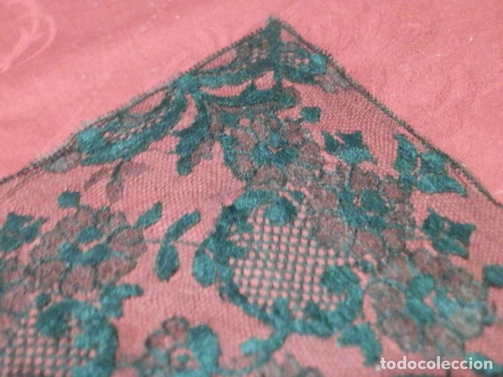 Antig&uuml;edades: ANTIGUA MANTILLA RECTANGULAR DE TUL BORDADO, 190X75 CM - Foto 3