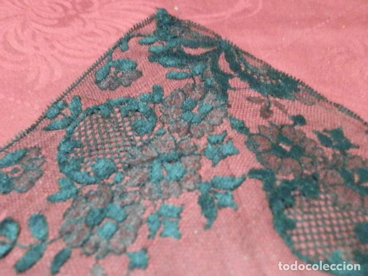 Antig&uuml;edades: ANTIGUA MANTILLA RECTANGULAR DE TUL BORDADO, 190X75 CM - Foto 4