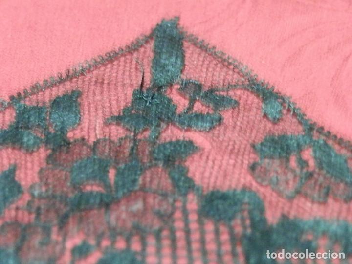 Antig&uuml;edades: ANTIGUA MANTILLA RECTANGULAR DE TUL BORDADO, 190X75 CM - Foto 5