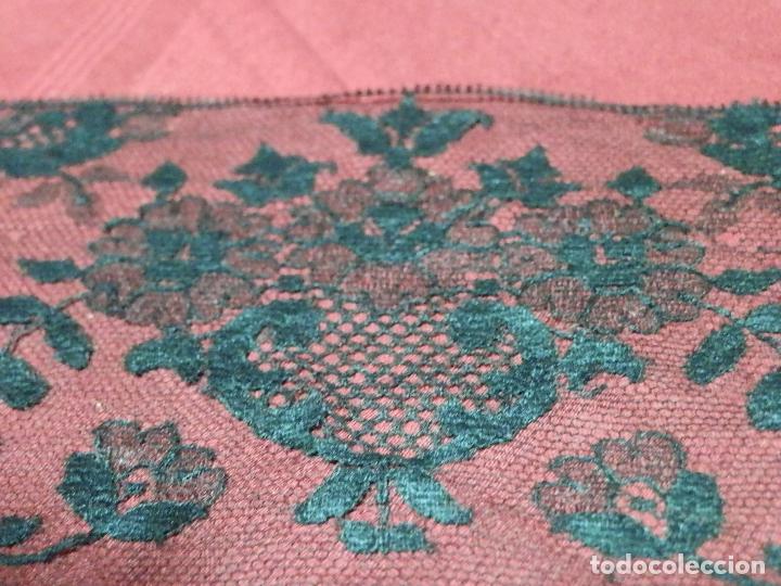 Antig&uuml;edades: ANTIGUA MANTILLA RECTANGULAR DE TUL BORDADO, 190X75 CM - Foto 9