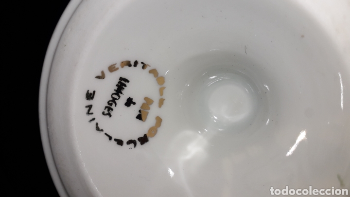 Antig&uuml;edades: Copa vaso porcelana limoges perros - Foto 2