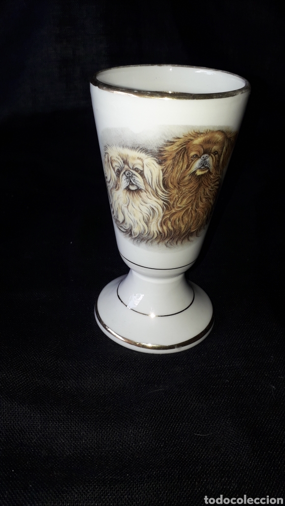 Antig&uuml;edades: Copa vaso porcelana limoges perros - Foto 3