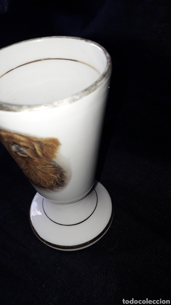 Antig&uuml;edades: Copa vaso porcelana limoges perros - Foto 4