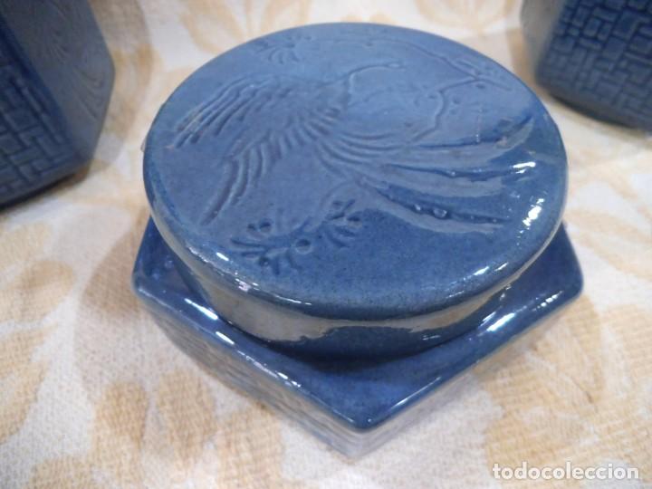 Antig&uuml;edades: JUEGO DE TOCADOR EXAGONAL AZUL - Foto 3
