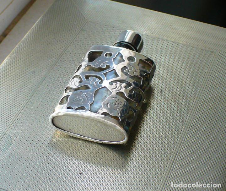 Antigüedades: Botella antigua para perfume. plata 925 inglaterra.London - Foto 7 - 211679751