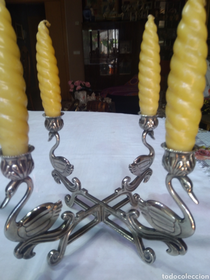 Antig&uuml;edades: Candelabro cromado para 4 velas - Foto 1