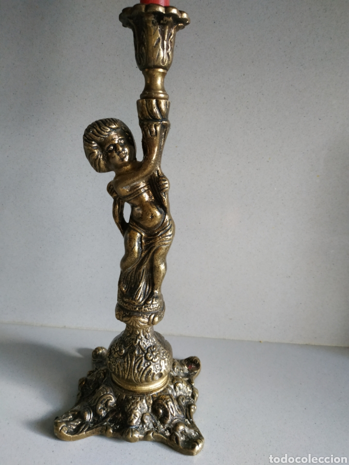 Antig&uuml;edades: Portavelas de bronce - Foto 3