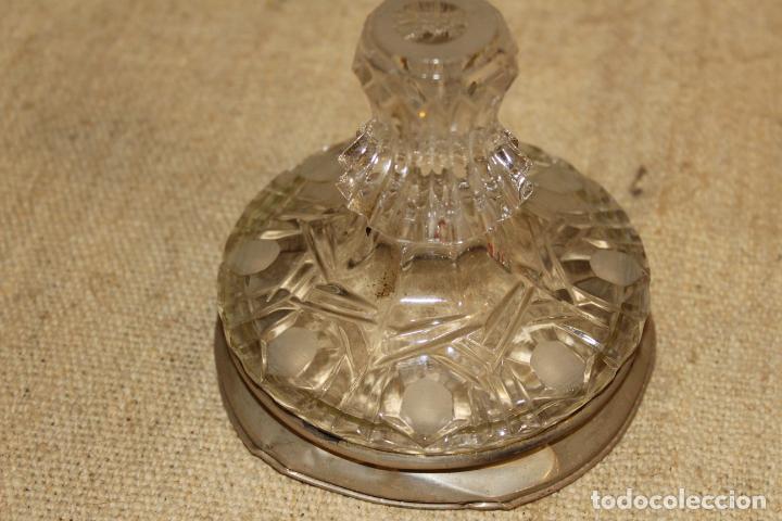 Antig&uuml;edades: base de cristal y plata para jarron - Foto 2