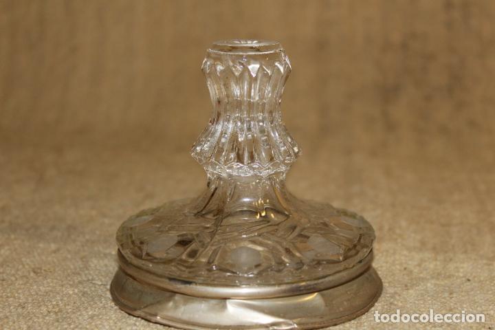 Antig&uuml;edades: base de cristal y plata para jarron - Foto 3