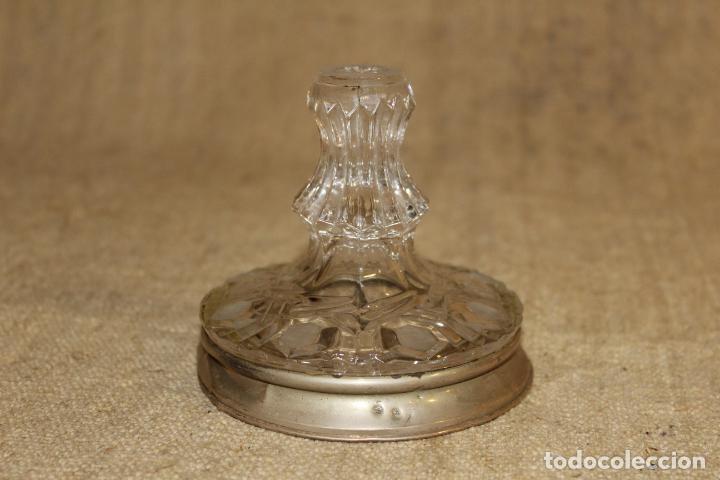 Antig&uuml;edades: base de cristal y plata para jarron - Foto 1