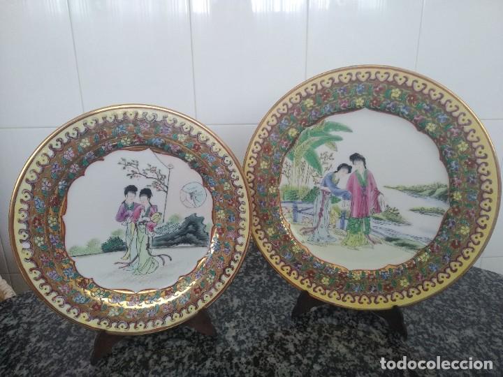 Antig&uuml;edades: 2 platos MACAO geishas, con sello - Foto 1