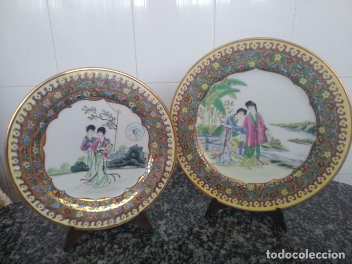 Antig&uuml;edades: 2 platos MACAO geishas, con sello - Foto 2