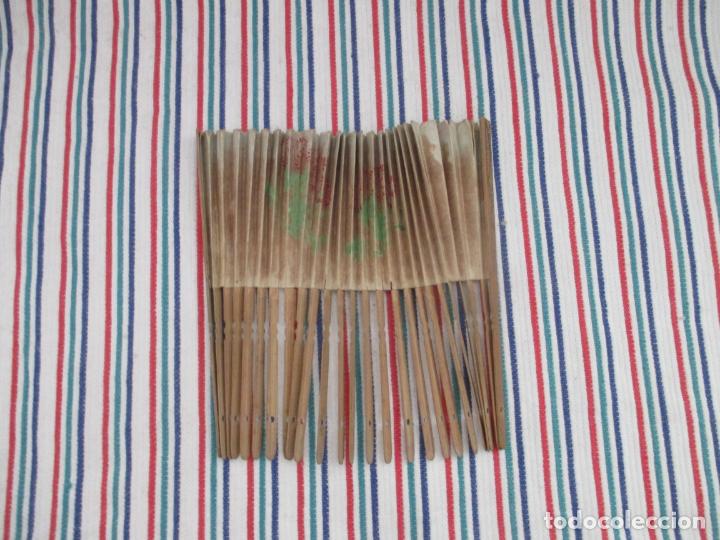Antig&uuml;edades: MINI ABANICO DOS CARAS MADERA PAPEL - Foto 3