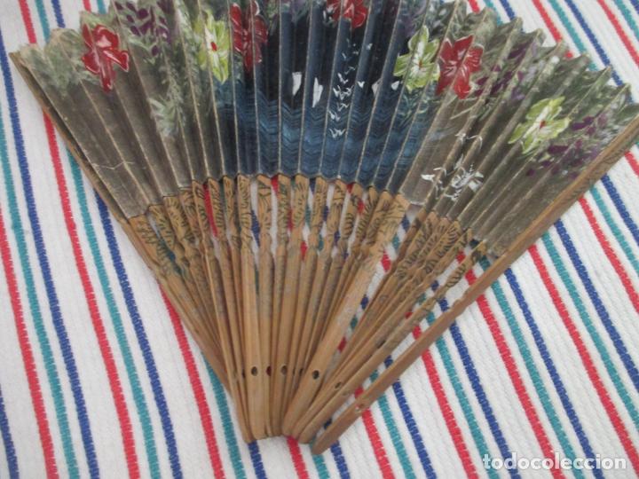 Antig&uuml;edades: MINI ABANICO DOS CARAS MADERA PAPEL - Foto 4