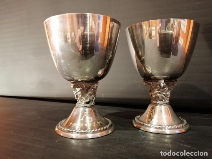 Antig&uuml;edades: PAREJA DE COPAS DE ALPACA - Foto 27