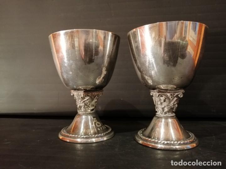 Antig&uuml;edades: PAREJA DE COPAS DE ALPACA - Foto 2