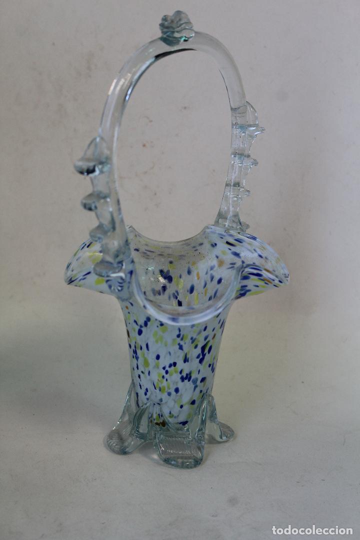 Antig&uuml;edades: cesta frutero cristal de murano - Foto 2