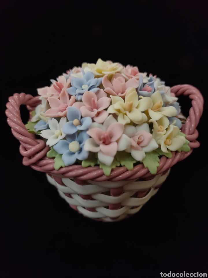Antig&uuml;edades: Cesta de flores de porcelana - Foto 8