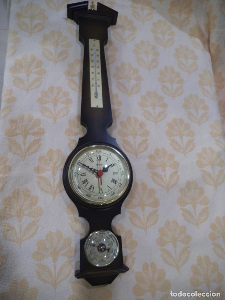 Antig&uuml;edades: BAR&Oacute;METRO-RELOJ DE MADERA - Foto 2