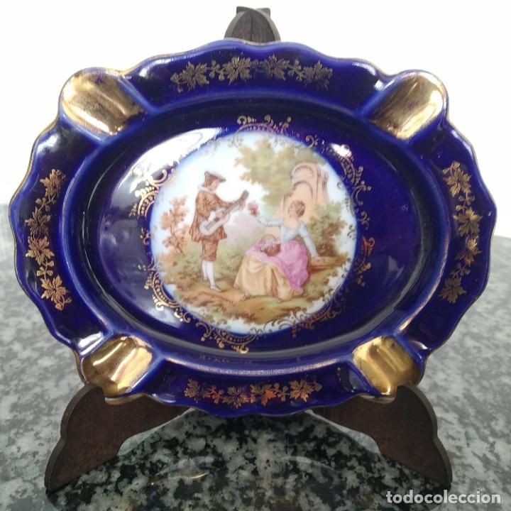 Antig&uuml;edades: Cenicero LIMOGES cobalto y oro - Foto 3