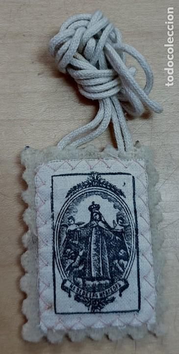 Antig&uuml;edades: ESCAPULARIO N&ordf; S&ordf; DE LAS MERCEDES 4X4 CM. - Foto 1