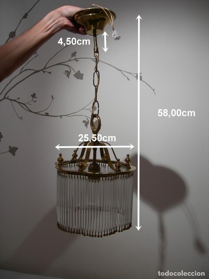 Antig&uuml;edades: L&aacute;mpara de techo de bronce y barritas de cristal. - Foto 12