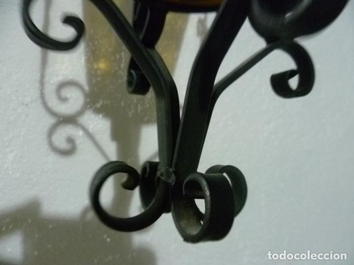Antig&uuml;edades: L&Aacute;MPARA DE HIERRO FORJADO Y CRISTAL - Foto 3