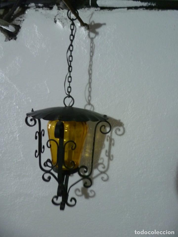 Antig&uuml;edades: L&Aacute;MPARA DE HIERRO FORJADO Y CRISTAL - Foto 5
