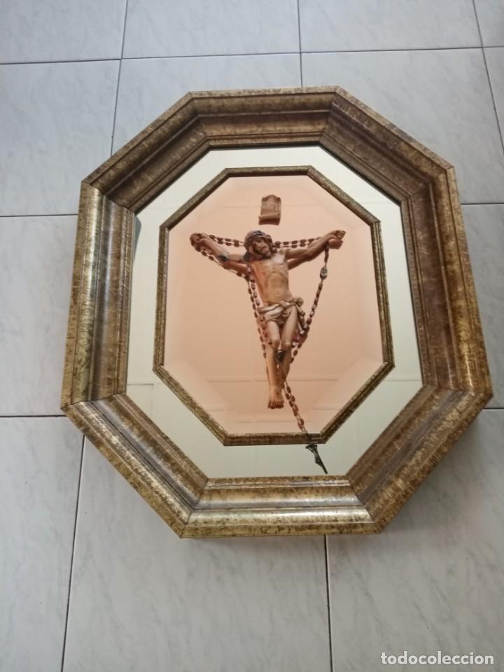 Antig&uuml;edades: Espejo octagonal jesucristo - Foto 1