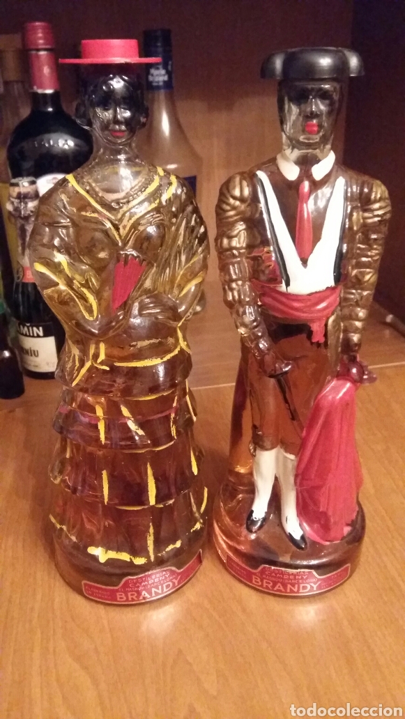 Antig&uuml;edades: Pareja botella llena brandy - Foto 1