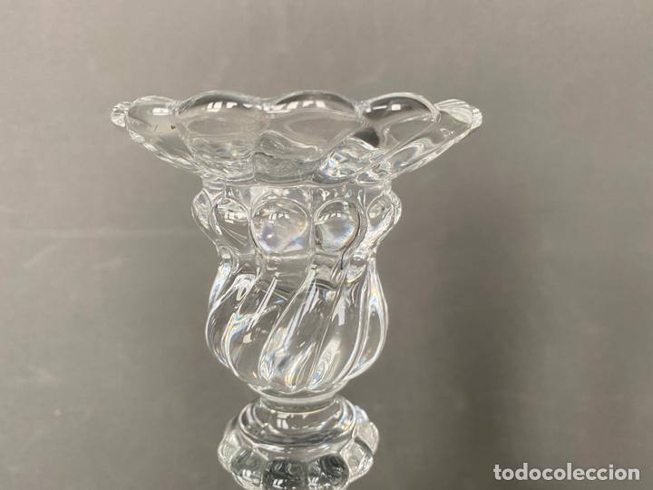 Antigüedades: palmatorias baccarat para tiffany , cristal firmado , vintage , modelo bambous , candlestick glass - Foto 2 - 213606051