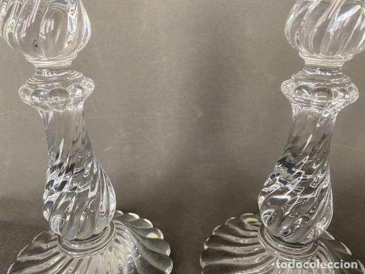 Antigüedades: palmatorias baccarat para tiffany , cristal firmado , vintage , modelo bambous , candlestick glass - Foto 7 - 213606051