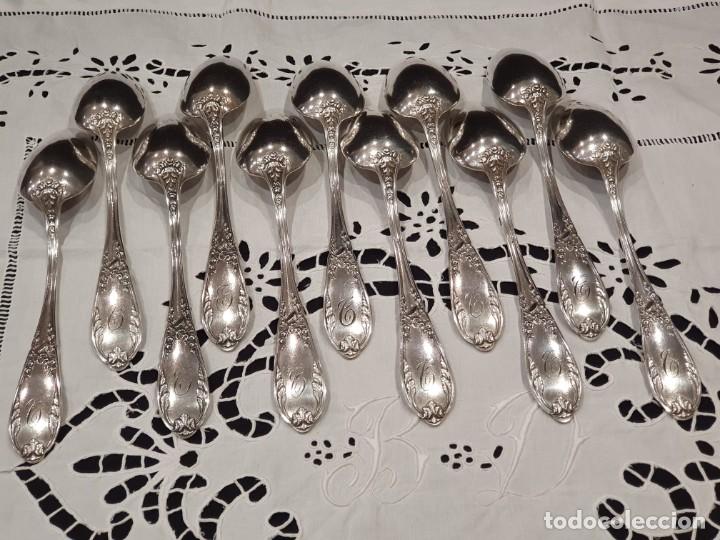 Antig&uuml;edades: 11 cucharas soperas grabadas con la inicial C. - Foto 2