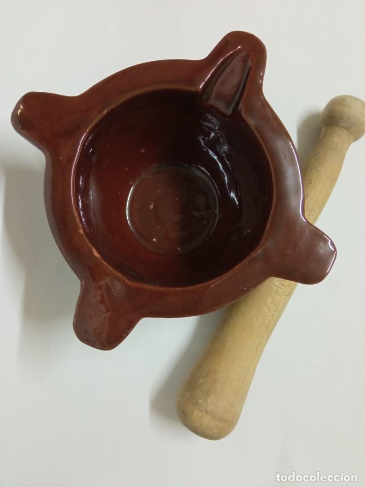 Antig&uuml;edades: MORTERO DE BARRO ESMALTADO EN MARRON - Foto 4