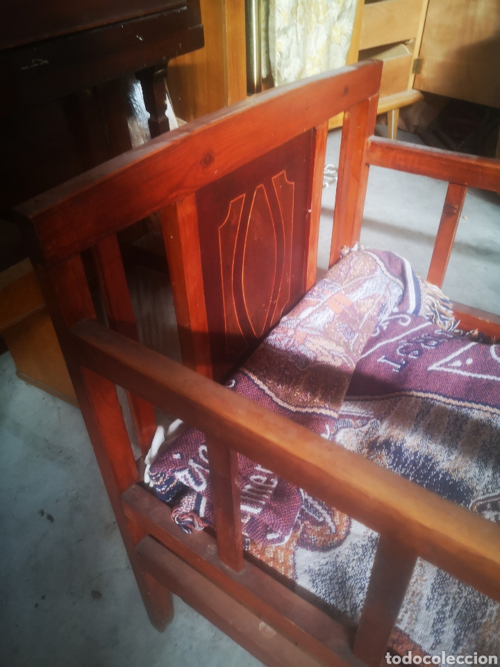 Antig&uuml;edades: Antigua cuna de madera con marqueter&iacute;a - Foto 6