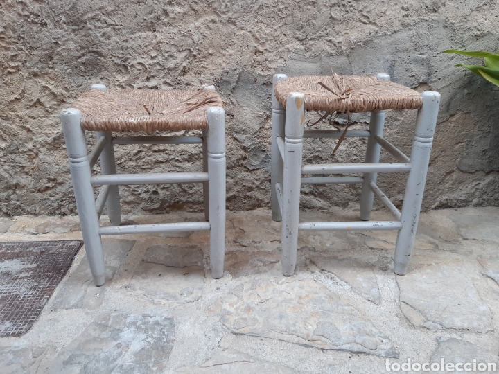 Antig&uuml;edades: Pareja taburetes madera - Foto 7