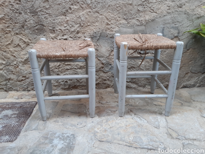 Antig&uuml;edades: Pareja taburetes madera - Foto 8