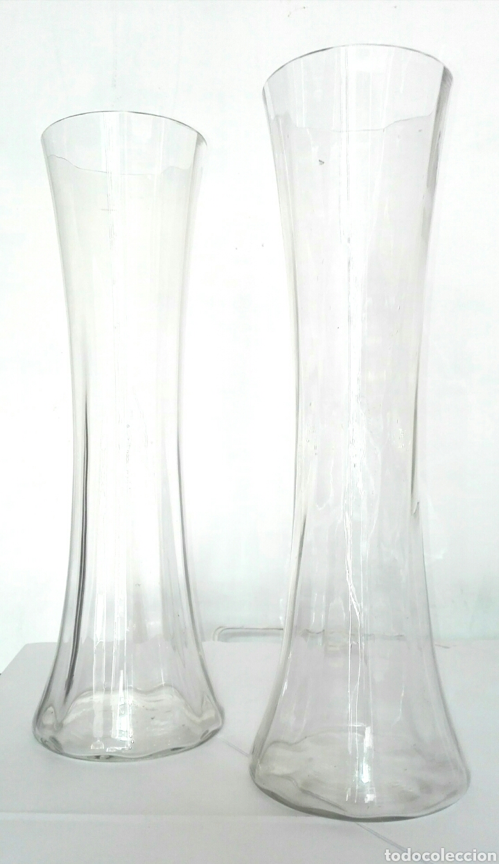 Antiques: Pareja jarrones antiguos cristal