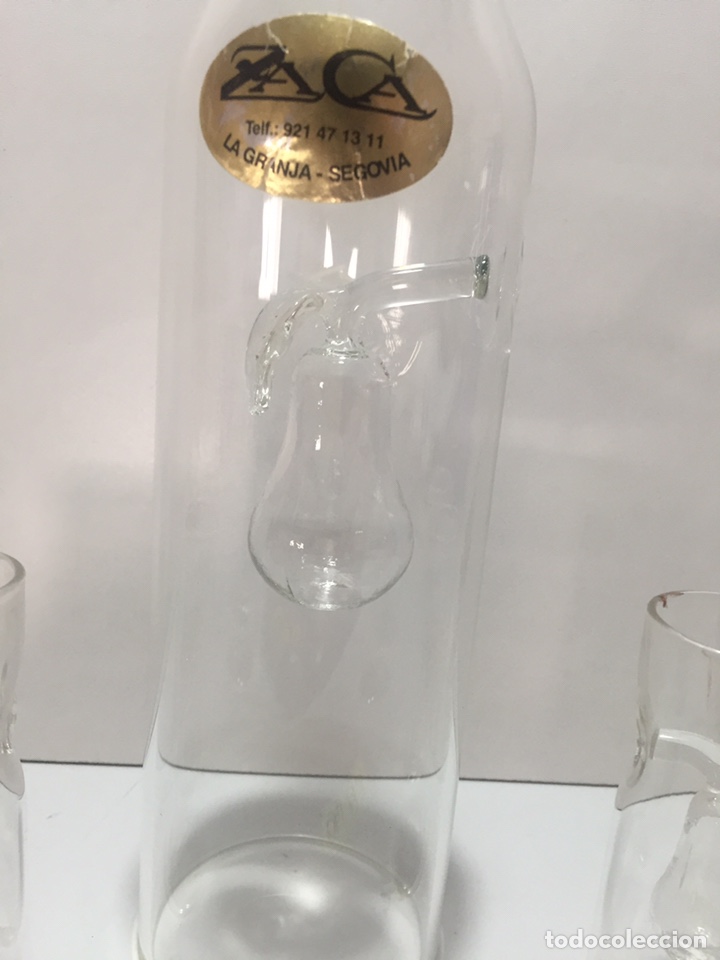 Antigüedades: Botella cristal y vasos de La Granja, siglo XIX - Foto 4 - 214133180