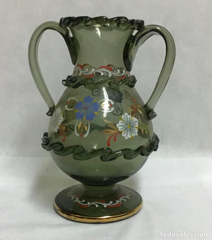 Antig&uuml;edades: ANTIGUO JARR&Oacute;N CRISTAL ESMALTADO - Foto 2
