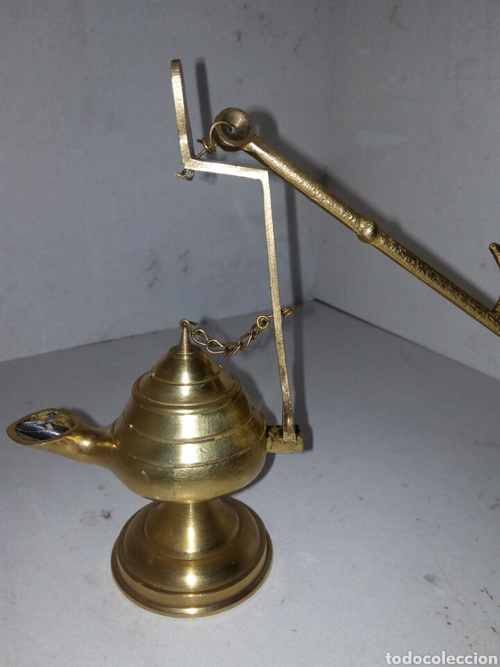 Antig&uuml;edades: L&aacute;mpara de aceite o candil en bronce - Foto 5