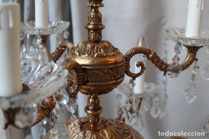 Antig&uuml;edades: lampara de techo de cristal y lat&oacute;n - Foto 11