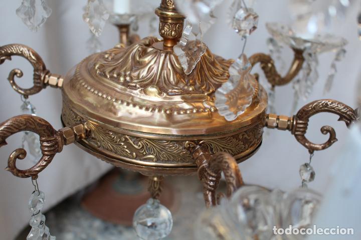Antig&uuml;edades: lampara de techo de cristal y lat&oacute;n - Foto 13