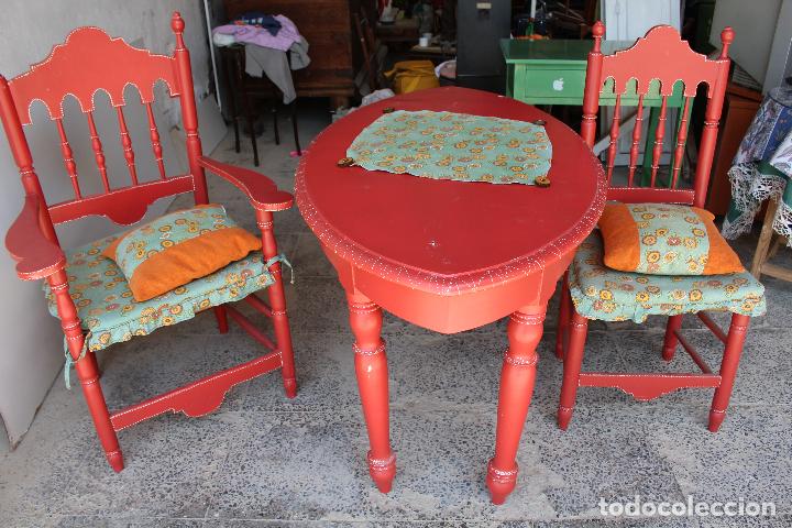 Antig&uuml;edades: mesa con silla y sill&oacute;n de cordelillo - Foto 5