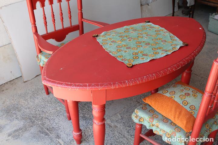 Antig&uuml;edades: mesa con silla y sill&oacute;n de cordelillo - Foto 8