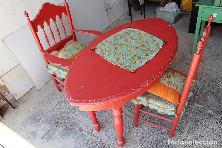 Antig&uuml;edades: mesa con silla y sill&oacute;n de cordelillo - Foto 18
