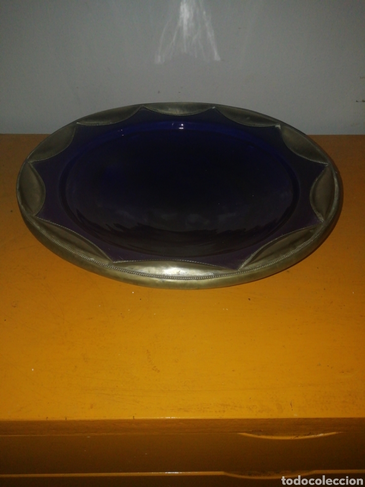 Antig&uuml;edades: Plato de ceramica con base de plata - Foto 2